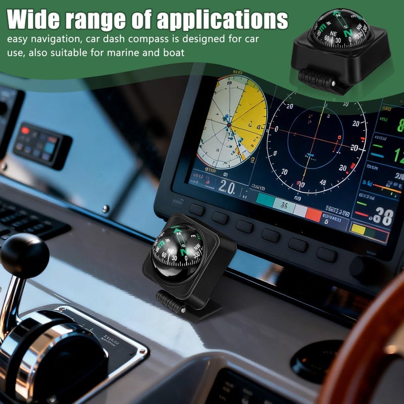 Cabilock Car Compass Dashboard Ball with Adjustable Dial and Leveler Adhesive Mounted Auto Compass for Navigation and Outdoor Travel Accurate Directional Reading for Cars and Suvs - Image 2